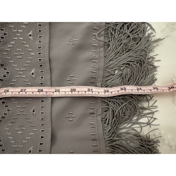 Tahari Grey Sleeveless Dress Sz 4 Fringe Short Neutral Classic Simple Workwear - Picture 14 of 14